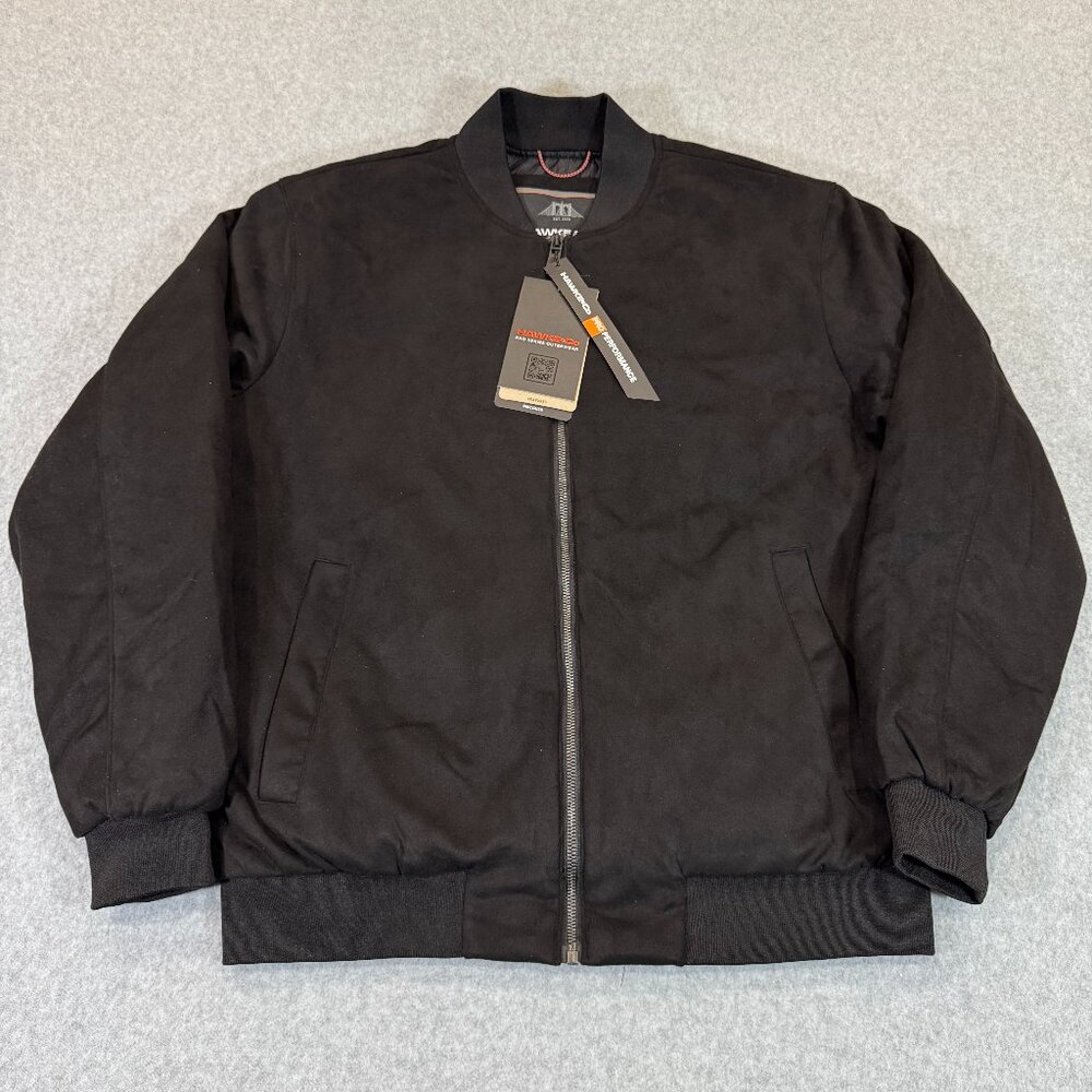 Hawke & Co. Pro Series Men's Micro Suede Bomber Jacket Black Medium NWT